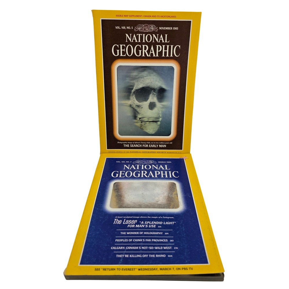 National Geographic Magazine Lot of 2 March 1984 Nov 1985 Hologram Good